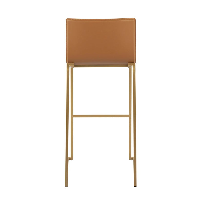 LumiSource Mara 39.25in Barstool | Contemporary Gold Steel and Camel PU Leather | Kitchen Island & Dining Area Seating | Model B30-MARAUPAUCAM2