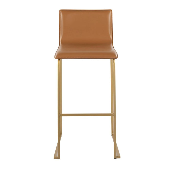 LumiSource Mara Barstool, Set of 2 in Gold Steel/Camel PU