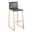 LumiSource Mara Barstool, Set of 2 in Gold Steel/Grey PU