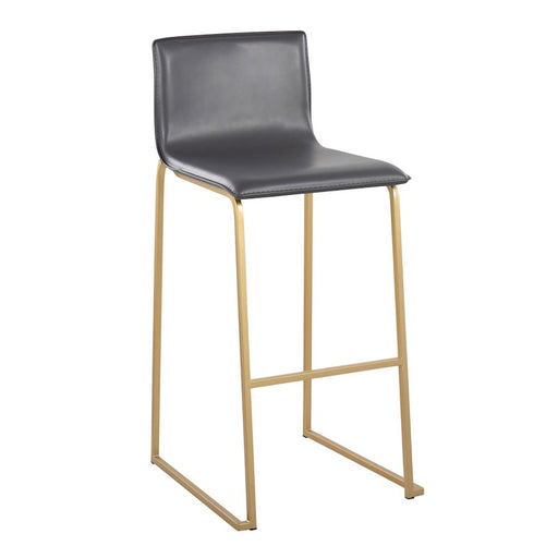 LumiSource Mara Barstool, Set of 2 in Gold Steel/Grey PU