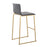 LumiSource Mara Barstool, Set of 2 in Gold Steel/Grey PU