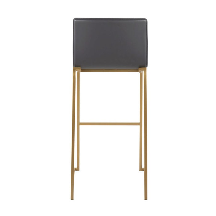 LumiSource Mara Barstool, Set of 2 in Gold Steel/Grey PU
