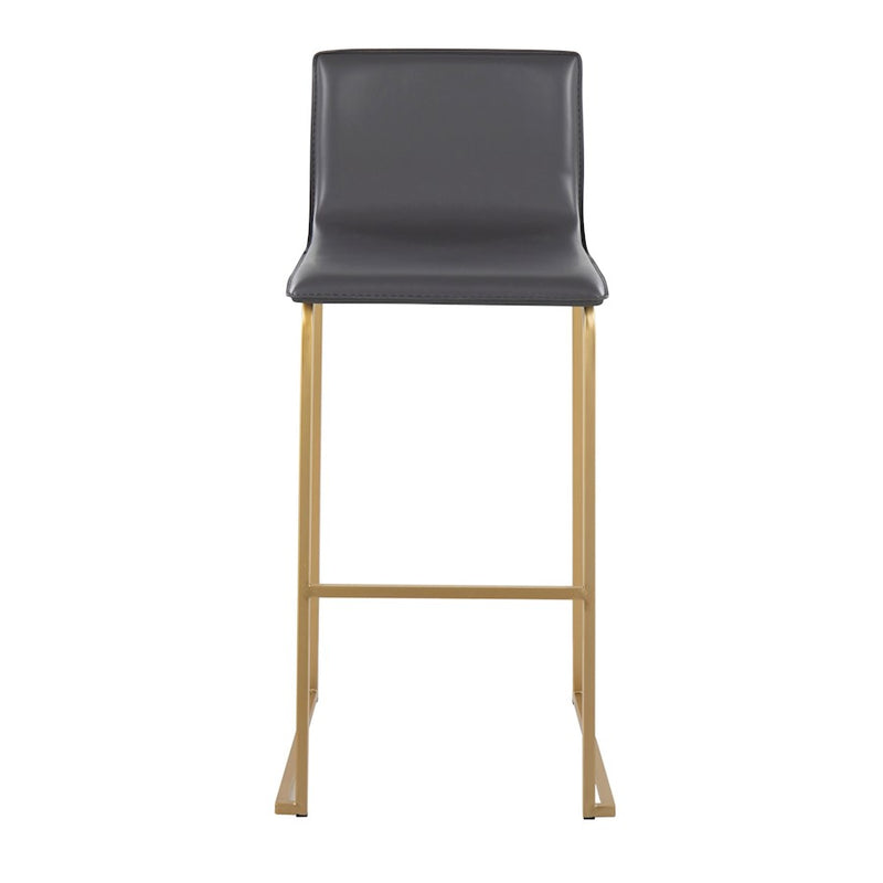 LumiSource Mara 29.25in Barstool Set of 2 | Contemporary Gold Steel and Grey PU | Kitchen Island & Dining Room | Model B30-MARAUPAUGY2