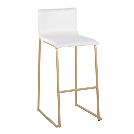 LumiSource Mara Barstool, Set of 2 in Gold Steel/White PU