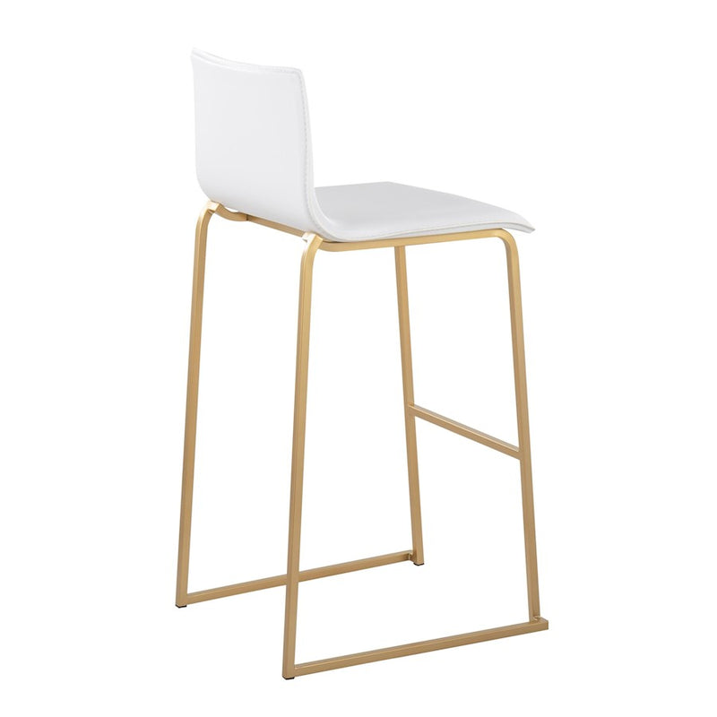 LumiSource Mara Barstool, Set of 2 in Gold Steel/White PU