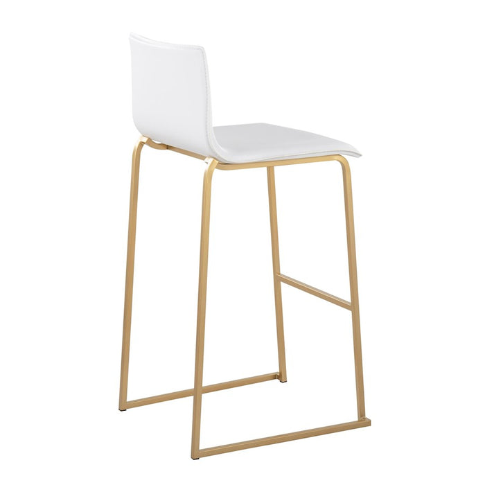LumiSource Mara Barstool, Set of 2 in Gold Steel/White PU