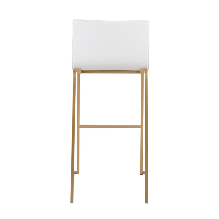 LumiSource Mara Barstool, Set of 2 in Gold Steel/White PU