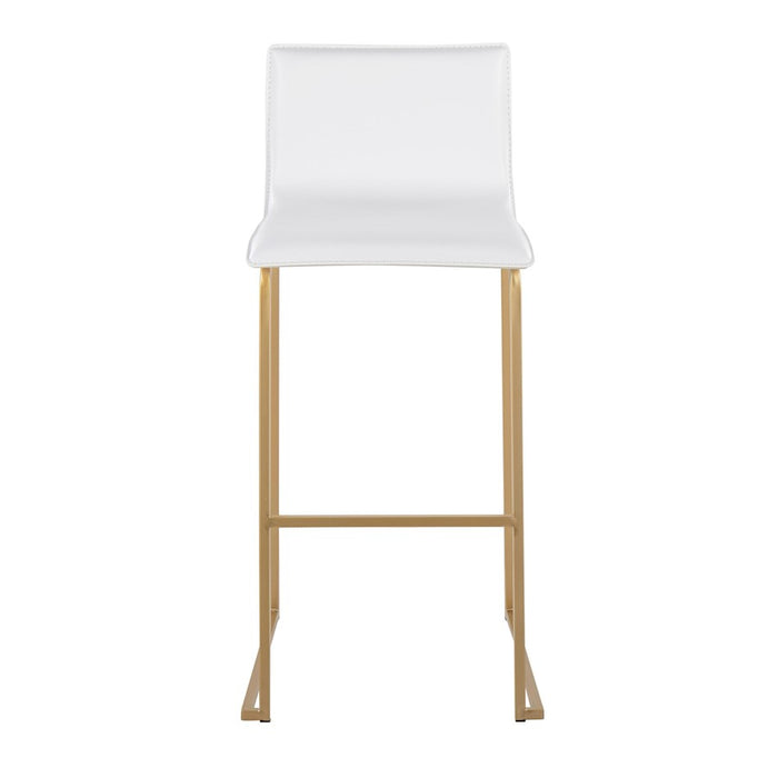 LumiSource Mara Barstool, Set of 2 in Gold Steel/White PU