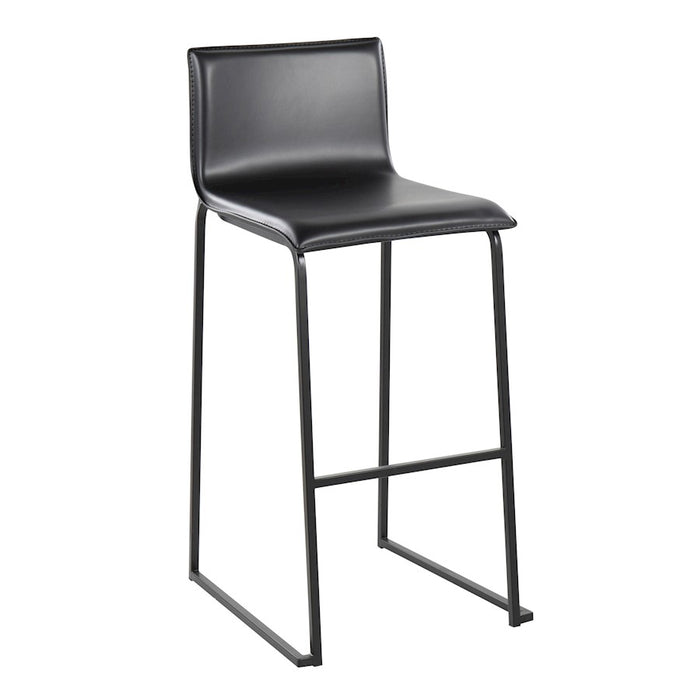 LumiSource Mara Barstool, Set of 2 in Black Steel/Black PU