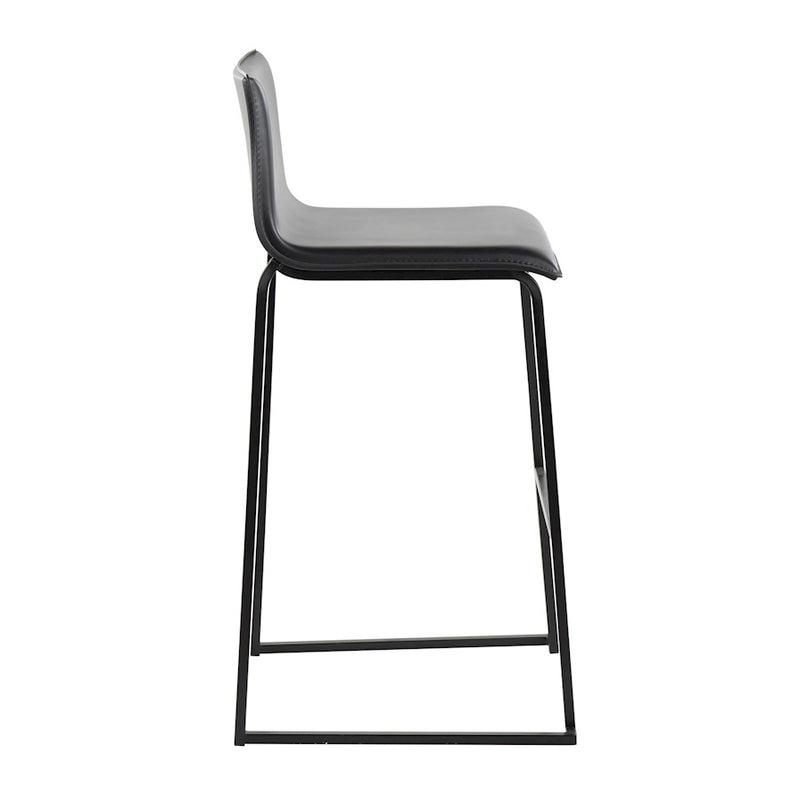 LumiSource Mara Barstool, Set of 2 in Black Steel/Black PU