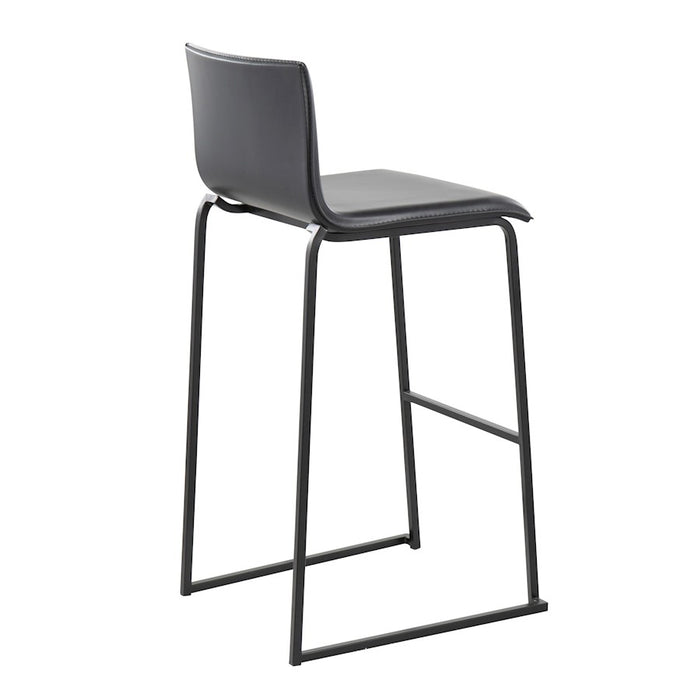 LumiSource Mara Barstool, Set of 2 in Black Steel/Black PU