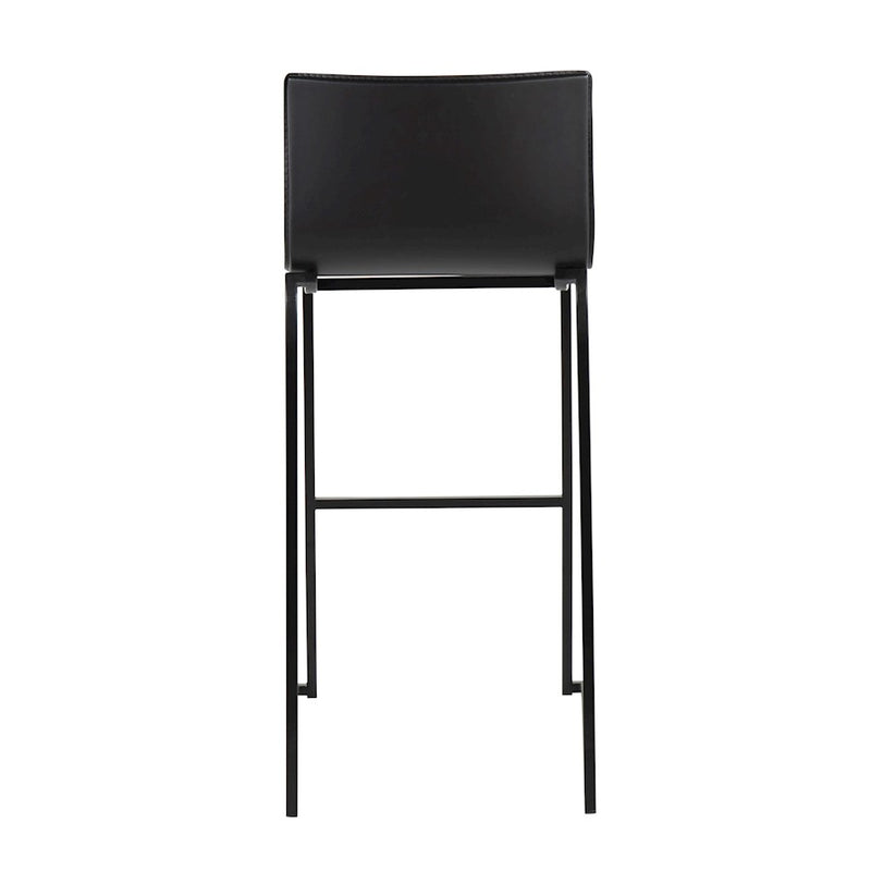 LumiSource Mara Barstool, Set of 2 in Black Steel/Black PU
