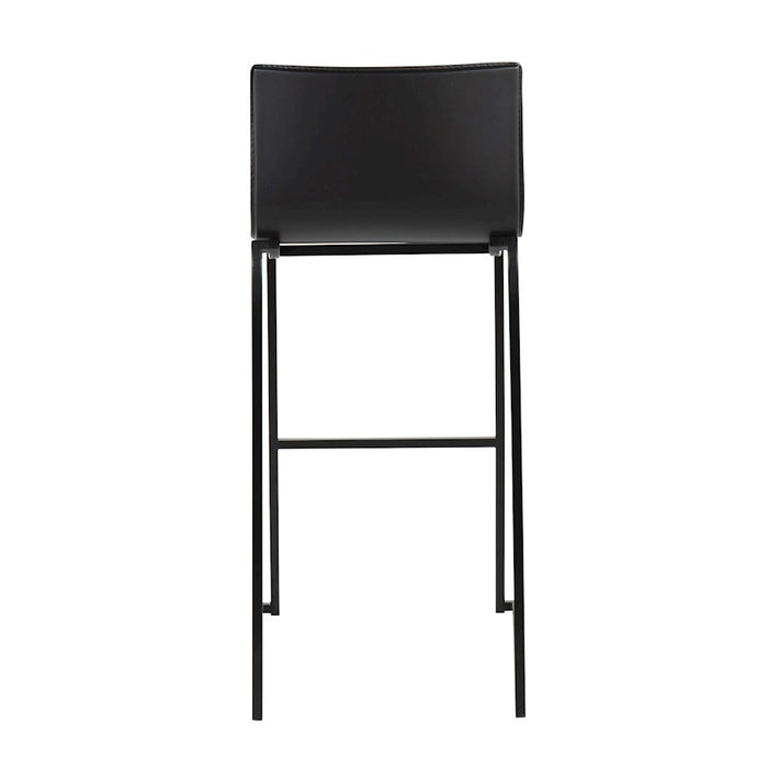LumiSource Mara Barstool, Set of 2 in Black Steel/Black PU