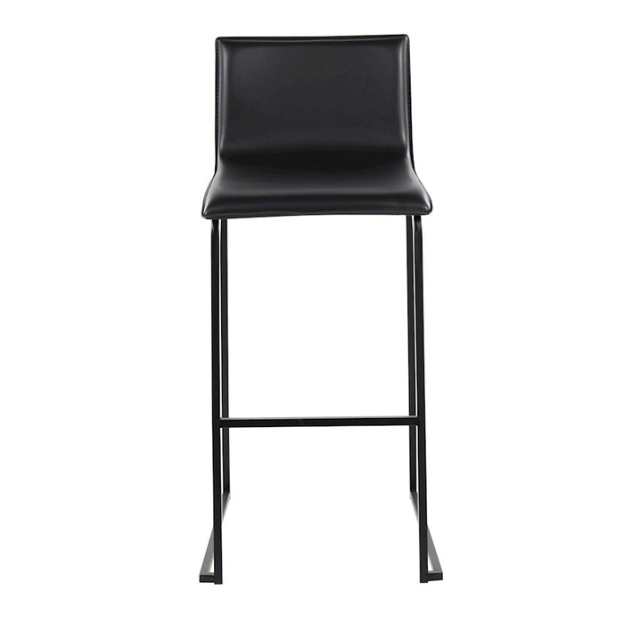 LumiSource Mara Barstool, Set of 2 in Black Steel/Black PU