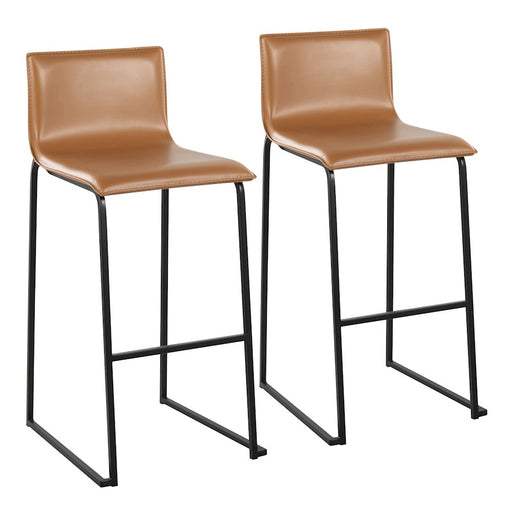 LumiSource Mara Barstool, Set of 2 in Black Steel/Camel PU - B30-MARAUPBKCAM2