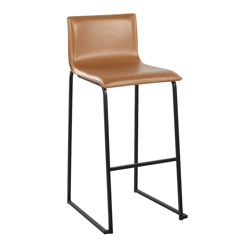 LumiSource Mara Barstool, Set of 2 in Black Steel/Camel PU
