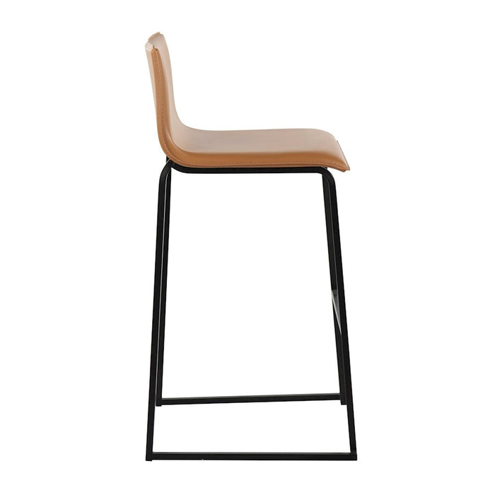 LumiSource Mara Barstool, Set of 2 in Black Steel/Camel PU