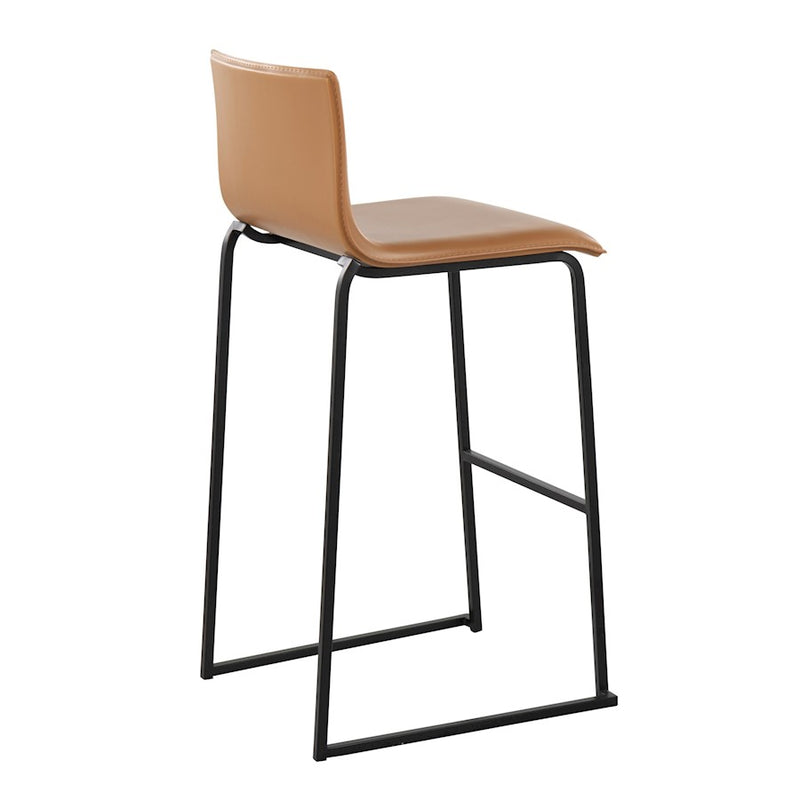 LumiSource Mara Barstool, Set of 2 in Black Steel/Camel PU