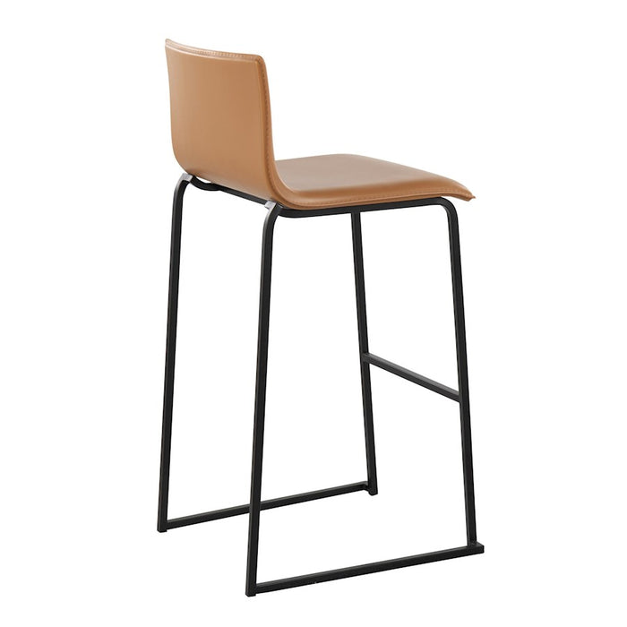 LumiSource Mara Barstool, Set of 2 in Black Steel/Camel PU