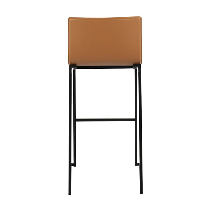 LumiSource Mara Barstool, Set of 2 in Black Steel/Camel PU