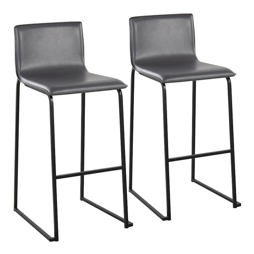 LumiSource Mara Barstool, Set of 2 in Black Steel/Grey PU - B30-MARAUPBKGY2