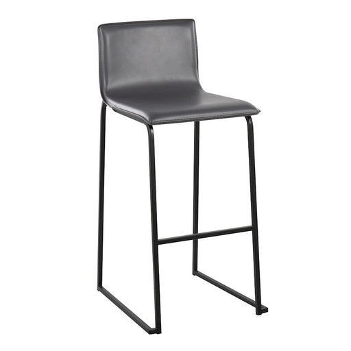 LumiSource Mara Barstool, Set of 2 in Black Steel/Grey PU