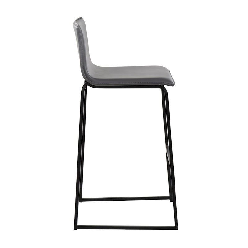 LumiSource Mara Barstool, Set of 2 in Black Steel/Grey PU