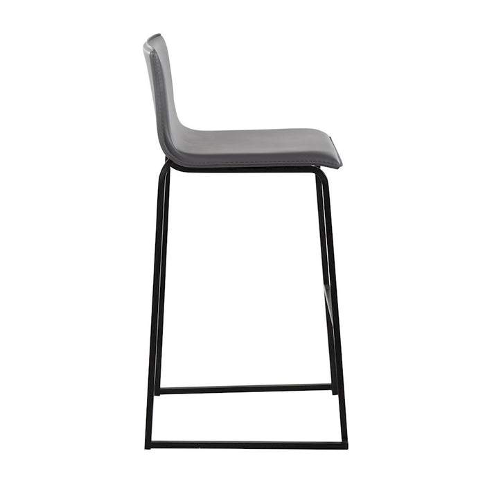 LumiSource Mara Barstool, Set of 2 in Black Steel/Grey PU