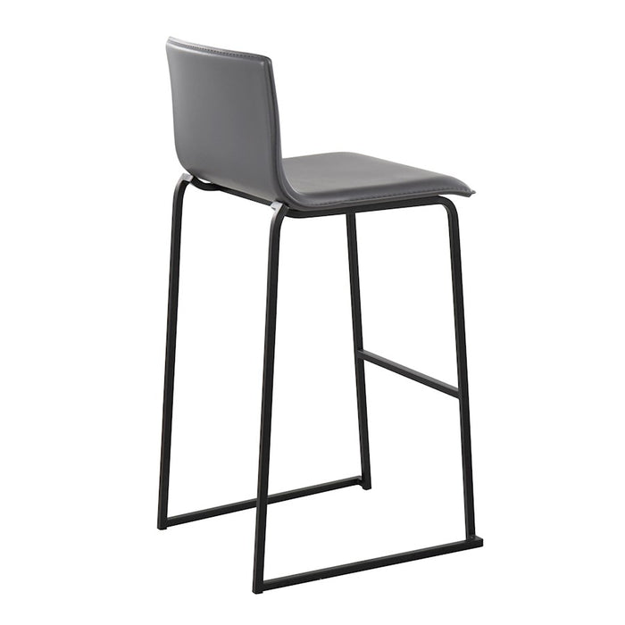 LumiSource Mara Barstool, Set of 2 in Black Steel/Grey PU