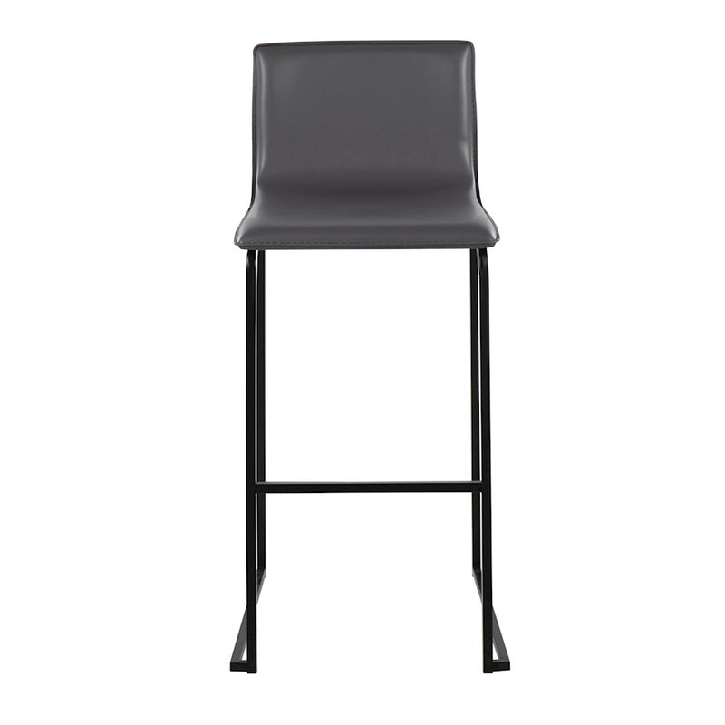 LumiSource Mara Barstool, Set of 2 in Black Steel/Grey PU