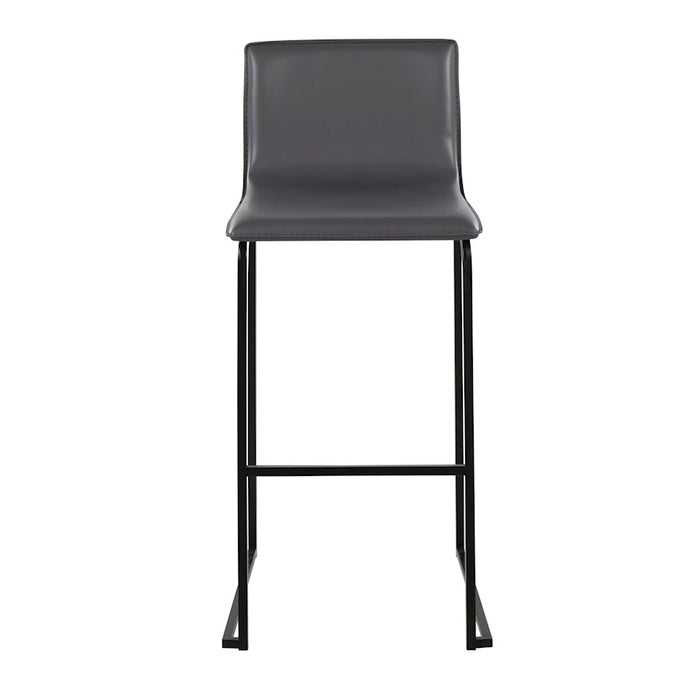 LumiSource Mara Barstool, Set of 2 in Black Steel/Grey PU