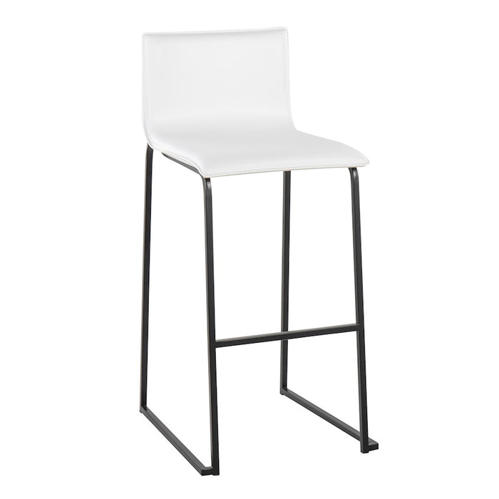 LumiSource Mara Barstool, Set of 2 in Black Steel/White PU