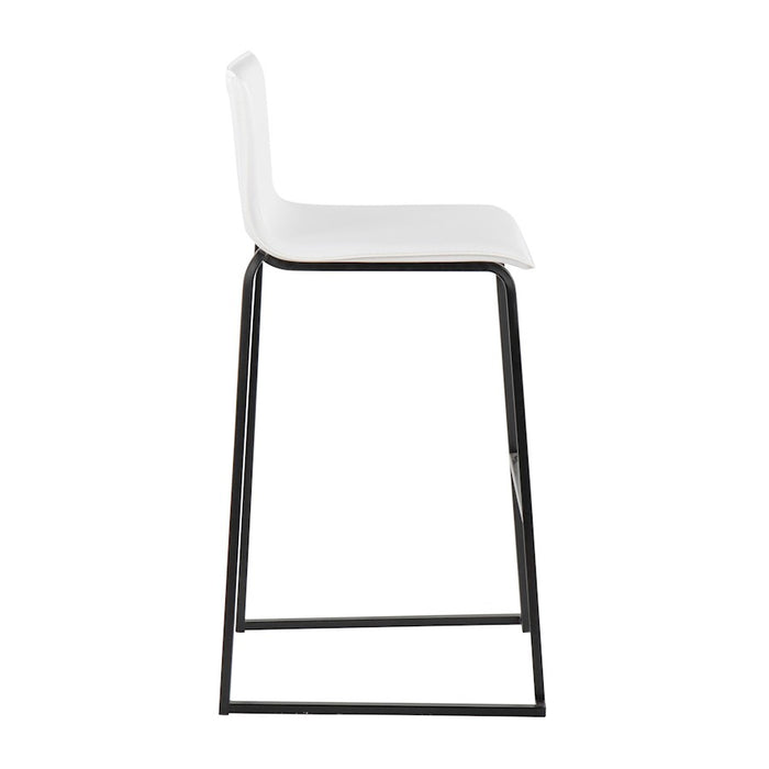 LumiSource Mara Barstool, Set of 2 in Black Steel/White PU