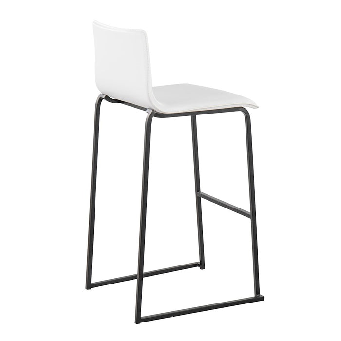 LumiSource Mara Barstool, Set of 2 in Black Steel/White PU