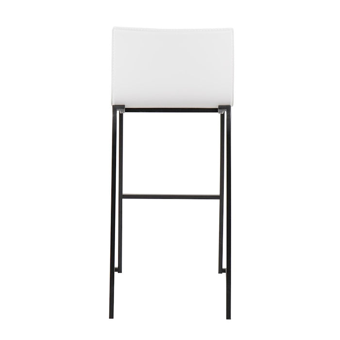 LumiSource Mara Barstool, Set of 2 in Black Steel/White PU