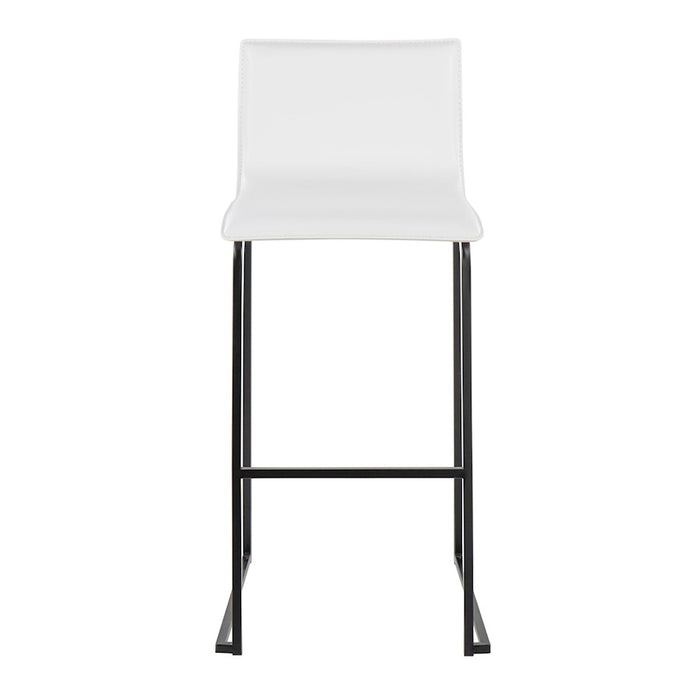 LumiSource Mara Barstool, Set of 2 in Black Steel/White PU