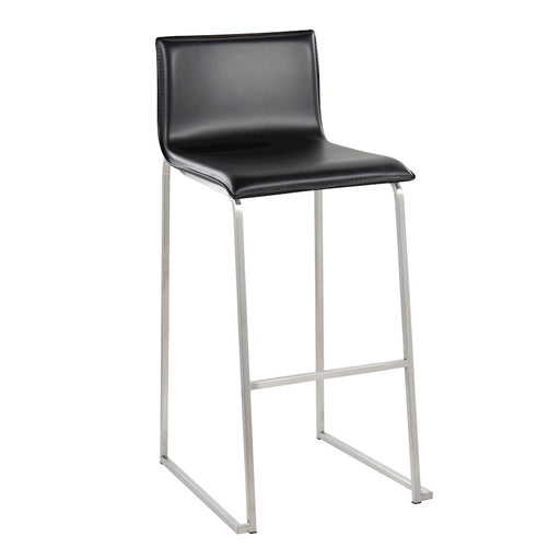 LumiSource Mara Barstool, Set of 2 in Stainless Steel/Black PU