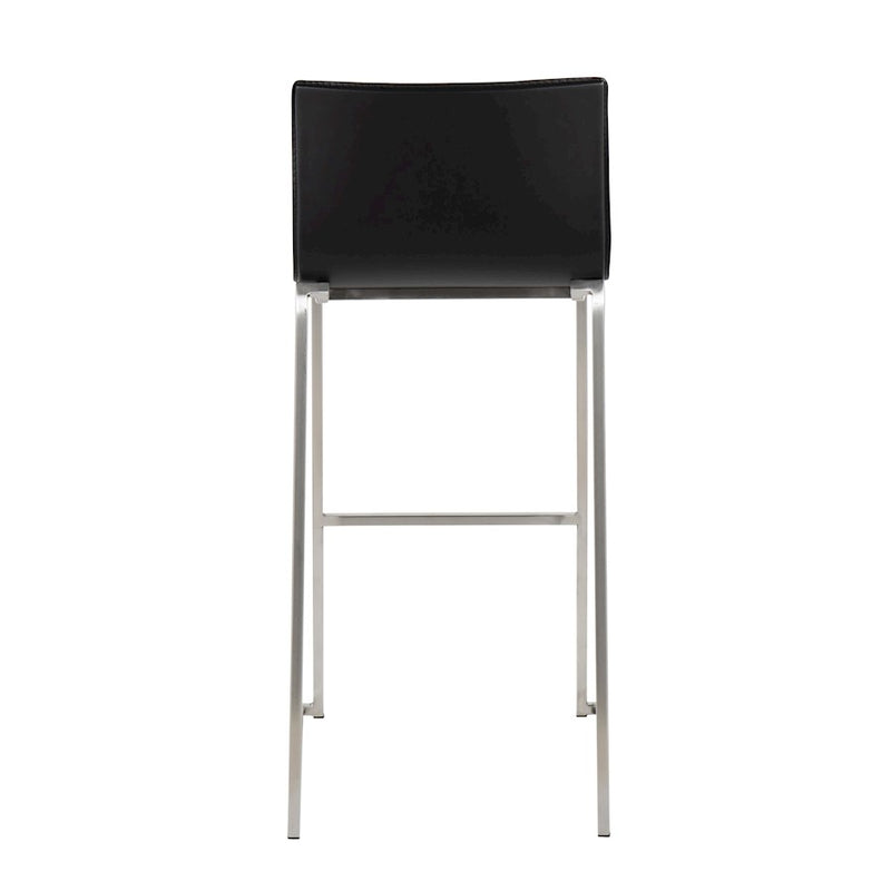 LumiSource Mara Barstool, Set of 2 in Stainless Steel/Black PU