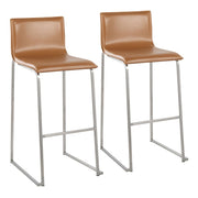 LumiSource Mara Barstool, Set of 2, Stainless Steel/Camel PU - B30-MARAUPSSCAM2