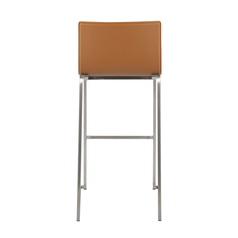 LumiSource Mara Barstool, Set of 2, Stainless Steel/Camel PU