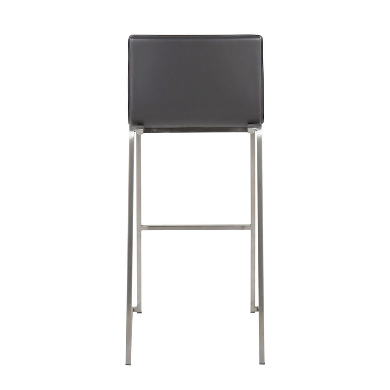 LumiSource Mara Barstool, Set of 2 in Stainless Steel/Grey PU