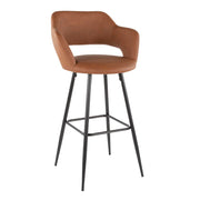 LumiSource Margarite 29in Barstool Set of 2 | Contemporary Black Metal and Brown PU | Kitchen Island & Dining Room | Model B30-MARGBK-BN2