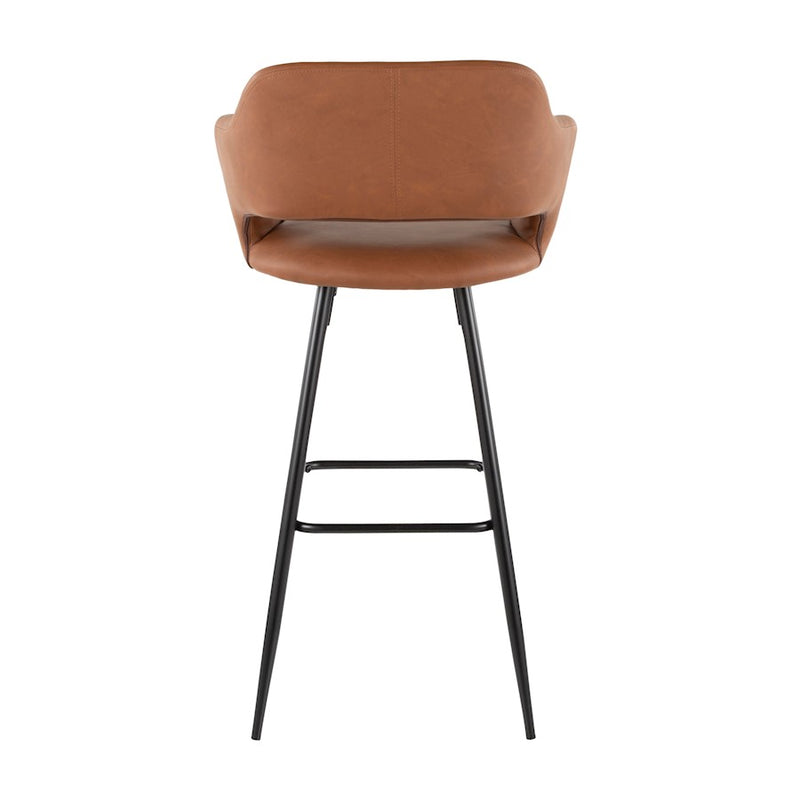 LumiSource Margarite 29in Barstool Set of 2 | Contemporary Black Metal and Brown PU | Kitchen Island & Dining Room | Model B30-MARGBK-BN2