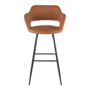 LumiSource Margarite 29in Barstool Set of 2 | Contemporary Black Metal and Brown PU | Kitchen Island & Dining Room | Model B30-MARGBK-BN2