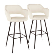 LumiSource Margarite 29in Barstool Set of 2 | Contemporary Black Metal and Cream PU | Kitchen Island & Dining Room | Model B30-MARGBK-CR2
