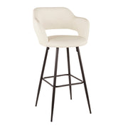 LumiSource Margarite 29in Barstool Set of 2 | Contemporary Black Metal and Cream PU | Kitchen Island & Dining Room | Model B30-MARGBK-CR2