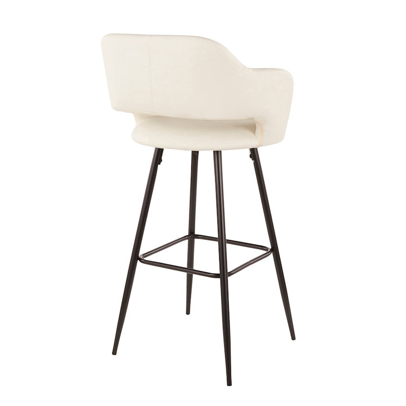LumiSource Margarite 29in Barstool Set of 2 | Contemporary Black Metal and Cream PU | Kitchen Island & Dining Room | Model B30-MARGBK-CR2
