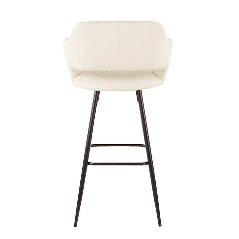 LumiSource Margarite 29in Barstool Set of 2 | Contemporary Black Metal and Cream PU | Kitchen Island & Dining Room | Model B30-MARGBK-CR2