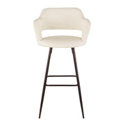 LumiSource Margarite 29in Barstool Set of 2 | Contemporary Black Metal and Cream PU | Kitchen Island & Dining Room | Model B30-MARGBK-CR2