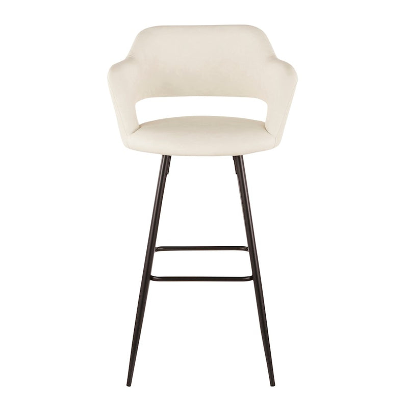 LumiSource Margarite 29in Barstool Set of 2 | Contemporary Black Metal and Cream PU | Kitchen Island & Dining Room | Model B30-MARGBK-CR2